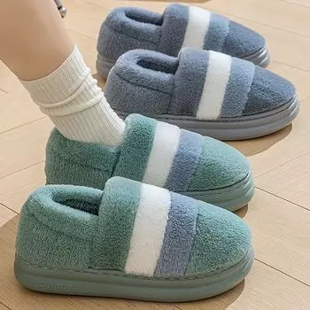 Хлопковые тапочки женские сумки для домашнего использования в помещении нескользящая одежда для улицы EVA толстая подошва теплая плюшевая хлопковая обувь 36 розовый