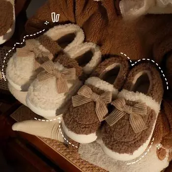 Хлопковые тапочки женские теплые домашние туфли на толстой подошве из хлопка 36-37