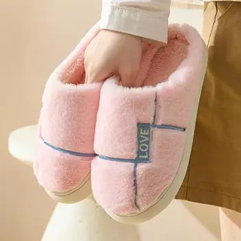 Хлопковые тапочки женские зимние домашние нескользящие бытовые толстые подошвы пара домашние плюшевые милые тапочки мужские зимние 36-37