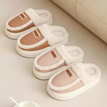 Хлопковые тапочки женские зимние домашние тапочки для милой пары верхняя одежда зимние модели 40-41 бежевый