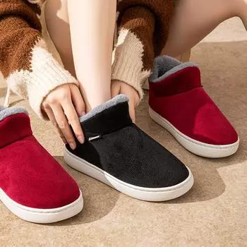 Хлопковые тапочки женские зимние сумки бытовые среднего возраста пожилые родильные дома нескользящие мягкие на толстой подошве теплые хлопковые туфли мужские 36/37 чёрный