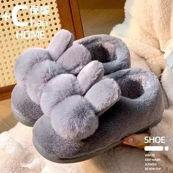 Хлопковые тапочки женские зимние водонепроницаемые домашние на толстой подошве бархатные сумки и студенческие общежития симпатичные теплые хлопковые туфли для дома 36/37 красный