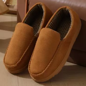 Хлопковые тапочки зимние домашние нескользящие теплые тапочки с толстой подошвой 36-37 чёрный