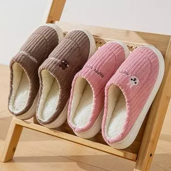 Хлопковые тапочки зимние парные домашние тапочки обувь для дома теплая хлопковая обувь нескользящие хлопковые пакли мужские зимние 40-41 (one size smaller)