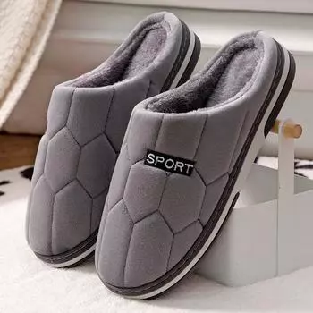 Хлопковые тапочки зимние толстые нескользящие внутри теплые мужские хлопковые тапочки 38-39 серый