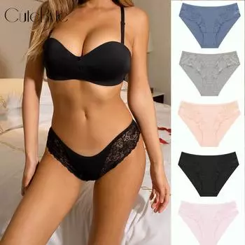 Хлопковые трусики All of Me для женщин, нижнее белье с низкой талией, сексуальное хлопковое мягкое нижнее белье с цветочным принтом S чёрный