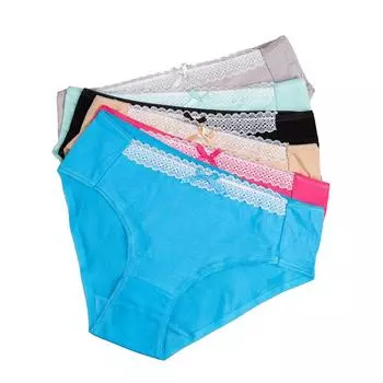 Хлопковые трусики больших размеров, сексуальное кружевное лоскутное женское нижнее белье, однотонные трусы со средней талией 2XL-4XL, 6 шт./компл. 2XL