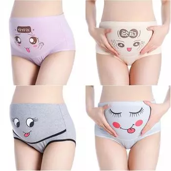 Хлопковые трусики для беременных с высокой талией, нижнее белье, послеродовые трусы с героями мультфильмов, шорты для беременных L