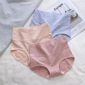 Хлопковые трусики для женщин, нижнее белье с высокой талией XXXL, женские трусы больших размеров, женские трусы XXXL, однотонное комфортное женское белье M