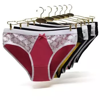 Хлопковые трусики для женщин, сексуальное кружевное нижнее белье, трусы с низкой талией, женские трусики, женское нижнее белье, 6 шт./компл. M