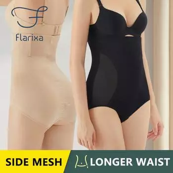 Хлопковые трусики Flarixa с высокой талией. Послеродовые подтяжки бедер. Трусики с плоским животом. Трусики с контролем живота. L бежевый