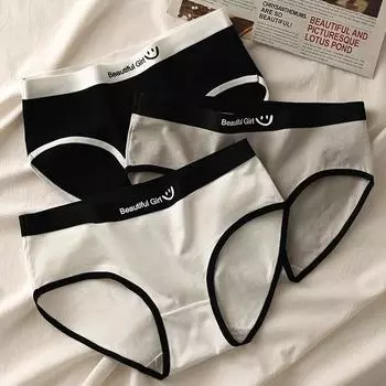 Хлопковые трусики нижнее белье женские мягкие трусы женские трусики нижнее белье для женщин M чёрный