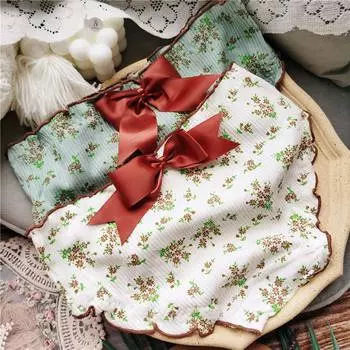 Хлопковые трусики с большим бантом и милым принтом для женщин One Size