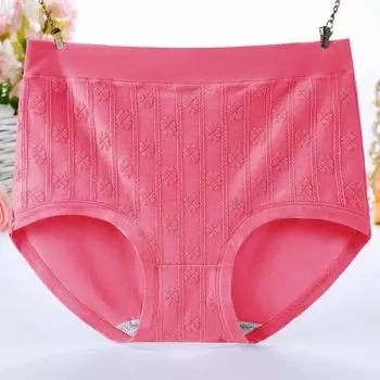 Хлопковые трусики с высокой талией, женские трусики с подтяжкой живота, ягодиц, дышащее антибактериальное нижнее белье больших размеров, трусики для среднего и пожилого возраста M красный