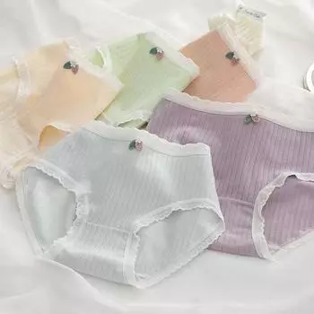 Хлопковые трусики, женские дышащие трусы со средней посадкой, большого размера M