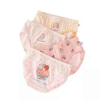 Хлопковые трусы для маленьких девочек, 4 шт., нижнее белье с принтом, трусики M