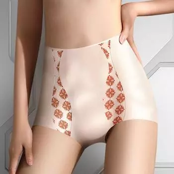 Хлопковые трусы-подтяжки для ягодиц с промежностью, бесшовное нижнее белье, корректирующее живот, послеродовое белье L телесный