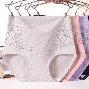 Хлопковые трусы-слипы с высокой талией для женщин среднего возраста, трусики для мам, трусики больших размеров для людей среднего и пожилого возраста XL красный