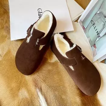 Хлопковые туфли Ботинки Ботинки Ботинки Ботинки Женские Утепленные Зимние Ботинки Женская Верхняя Одежда Меховые Ботинки На Одной Стопе Стремя Мягкая Подошва Мягкая Поверхность Удобные 37