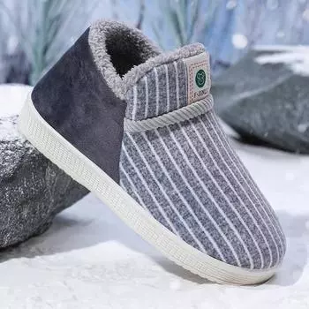 Хлопковые туфли мужские 2024 зима новый тренд универсальные молодежные бархатные теплые утолщенные повседневные домашние туфли из двух хлопковых тканей 40