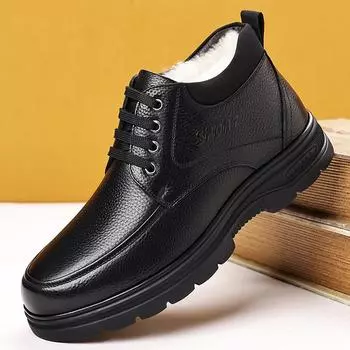 Хлопковые туфли мужские теплые зимние бархатные утолщенные высокие формальные повседневные мужские туфли для пап среднего и пожилого возраста 38