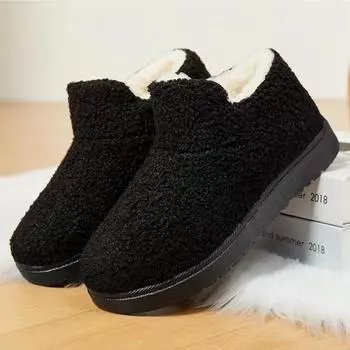 Хлопковые туфли с толстым бархатом для женщин, универсальные для домашнего использования, тепло- и холодостойкие, хлопковые ботинки с плюшевым ощущением 36
