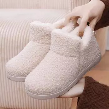 Хлопковые туфли женские бархатные теплые хлопковые туфли для мам нескользящие однопедальные туфли для людей среднего и пожилого возраста хлопковые туфли женские зимние ботинки с мягкой подошвой 35 чёрный