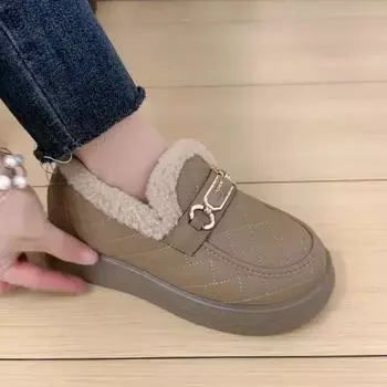 Хлопковые туфли женские модные удобные нескользящие на толстой подошве с одной педалью мужские иностранные газовые хлопковые сапоги бархатные теплые бобы 35