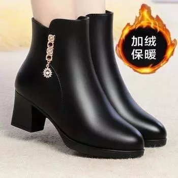 Хлопковые туфли женские зимние бархатные туфли для мам среднего возраста плоские сапоги на толстом каблуке женские туфли мягкие подошвы короткие сапоги нескользящие теплые сапоги из хлопка 35