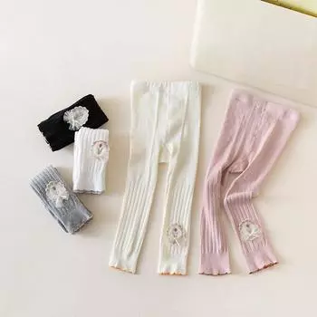 Хлопковые узкие леггинсы для девочек, эластичные колготки на талии, противомоскитные леггинсы, леггинсы M
