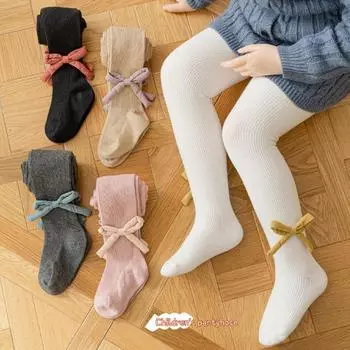 Хлопковые узкие леггинсы для девочек, брюки с украшением в виде банта M