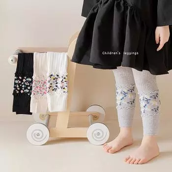 Хлопковые узкие леггинсы для девочек, весенне-осенние и зимние цветы с принтом XL