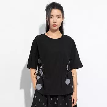 Хлопковые винтажные повседневные свободные топы больших размеров с короткими рукавами, женская летняя футболка