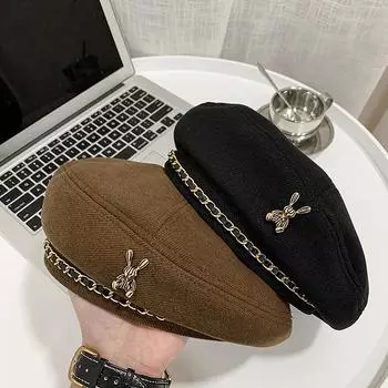 Хлопковые женские береты зимние шапки винтажная французская клетчатая военная кепка шляпа художника осень-зима уличный восьмиугольный берет кепки кофейный