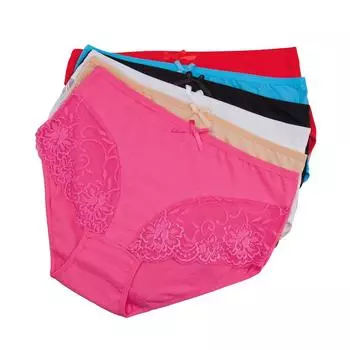 Хлопковые женские трусики больших размеров, сексуальное кружевное прозрачное нижнее белье, трусы со средней талией 2XL-4XL, 6 шт./компл.