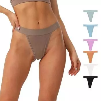 Хлопковые женские трусики-стринги с высокой талией без бокового шва женские хлопковые невидимые сексуальные S