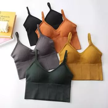 Хлопковый бюстгальтер, бесшовные спортивные бюстгальтеры, укороченный топ, удобный беспроводной бюстгальтер без косточек, сексуальное нижнее белье с открытой спиной, женское нижнее белье FOR 35-65KG чёрный