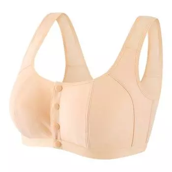 Хлопковый бюстгальтер без стального кольца с пряжкой спереди, тонкий бюстгальтер большого размера, хлопковое нижнее белье для пожилых людей, жилет 80