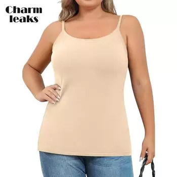 Хлопковый бюстгальтер Charmleaks с полками, топы на бретельках с регулируемым бретелем, топы на бретельках с круглым вырезом, большие размеры