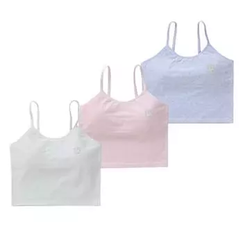 Хлопковый бюстгальтер, нижнее белье для подростков, тренировочный бюстгальтер для девочек, укороченный топ, 8–14 лет one size белый
