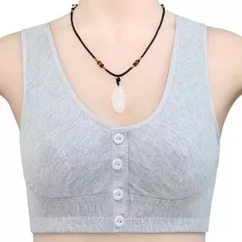 Хлопковый бюстгальтер с застежкой спереди для женщин среднего и пожилого возраста - Большой размер, жилетного типа, однотонный. 48/110