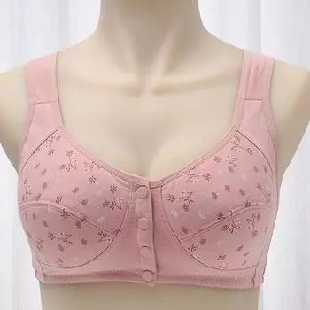Хлопковый бюстгальтер с застежкой спереди для женщин, дышащий мягкий бюстгальтер без косточек, тонкая чашка, бюстгальтер без косточек, нижнее белье для сна 36B бежевый