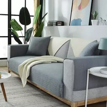 Хлопковый чехол для дивана для гостиной, однотонный защитный чехол для дивана, тканевая подушка в прямую полоску, универсальная нескользящая подушка 70x70cm 1pcs