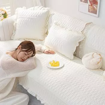 Хлопковый чехол для дивана для гостиной, утолщенный коврик для диванной подушки, скандинавский однотонный диван-полотенце, L-образный угловой чехол для дивана, домашний декор 70X70cm 1pc