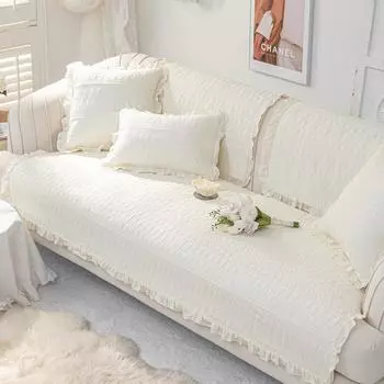 Хлопковый чехол для дивана для гостиной, утолщенный коврик для диванной подушки, скандинавский однотонный диван-полотенце, L-образный угловой чехол для дивана, домашний декор A 70x70