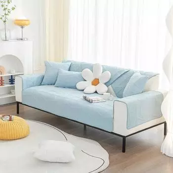 Хлопковый чехол для дивана, однотонный клетчатый чехол для гостиной, нескользящий чехол для диванной подушки, износостойкий стираный хлопковый чехол для дивана 70x70cm 1pcs