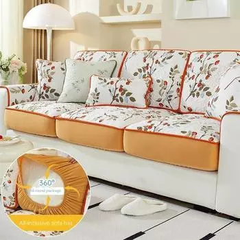Хлопковый чехол для дивана, полный чехол, маленький свежий пасторальный стиль, эластичная шляпа для дивана, универсальный чехол Four Seasons, чехол на подушку на спинку 60*60