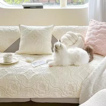 Хлопковый чехол для дивана, полотенце кремового цвета, французская подушка для дивана, подушка для сиденья с вышивкой 70x70