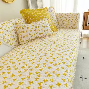 Хлопковый чехол для дивана, тканевое полотенце для дивана, современные чехлы для диванов для гостиной, универсальное нескользящее кружевное полотенце на четыре сезона pillowcase 45x45cm зелёный