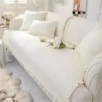 Хлопковый чехол для дивана в гостиную, стеганый, мягкий, с оборками, юбка, диванная подушка, коврик, скандинавское полотенце, домашний диван в форме буквы L, чехлы для дивана 1pc 30x50 pillowcase